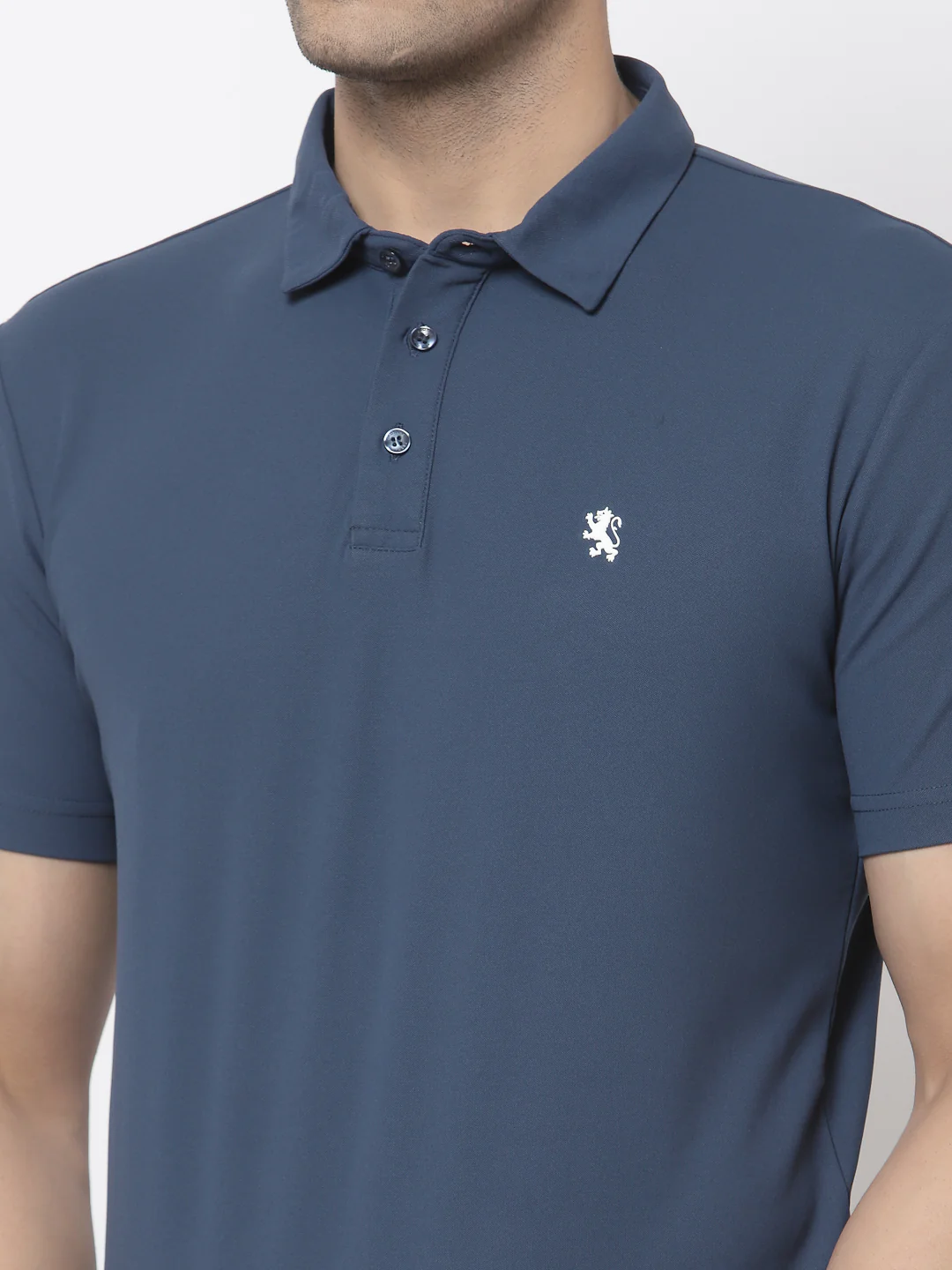 Men Teal Polo Neck T-Shirt - Image 4