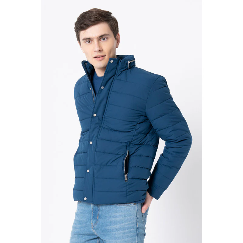 Men's Teal  Solid Jacket - Image 2