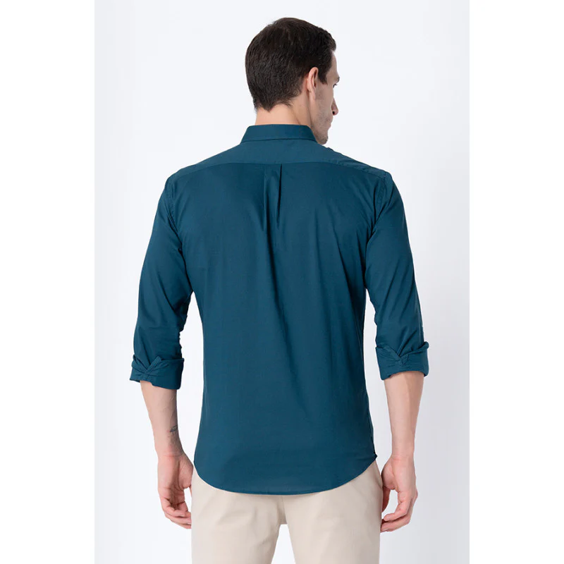 Men Teal Solid Shirts - Image 3
