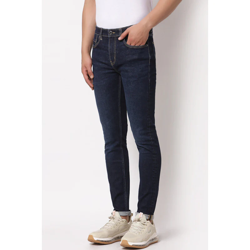 Men Tinted Dark Blue Jeans - Image 2