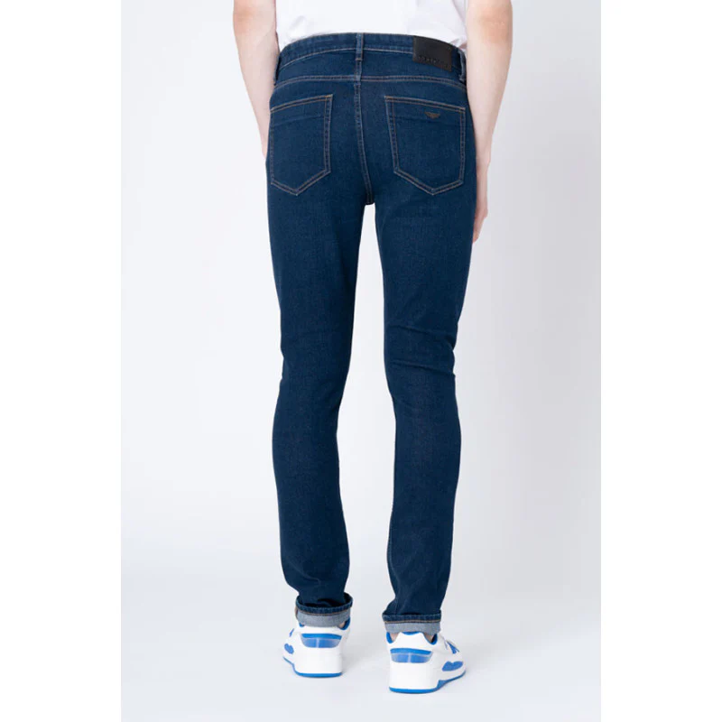 Mens Tinted Dark Blue Solid Skinny Jeans - Image 3