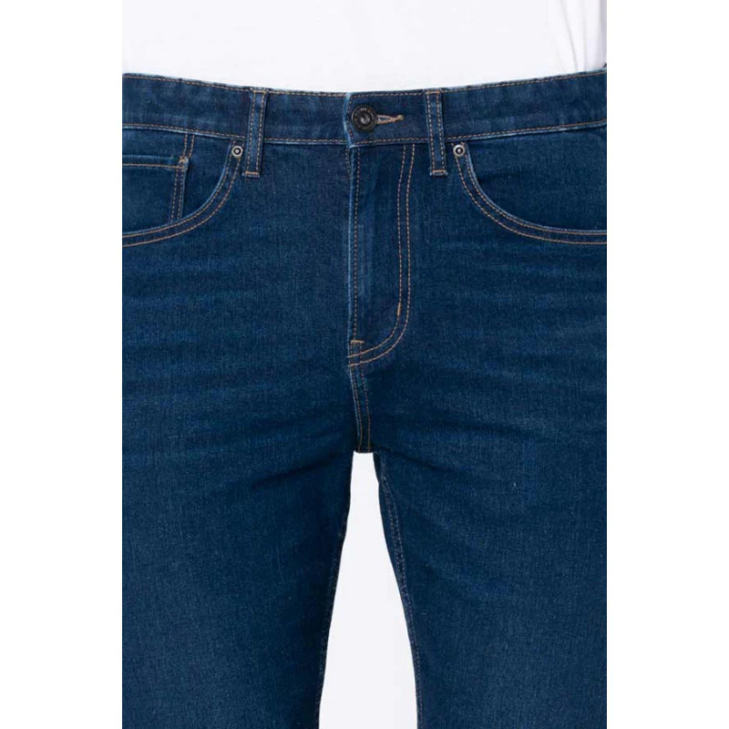Mens Tinted Dark Blue Solid Skinny Jeans - Image 4