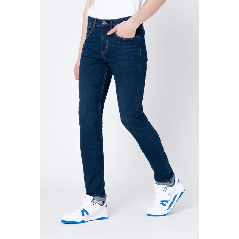 Men's Tinted Dark Blue Solid Skinny Jeans - Image 2