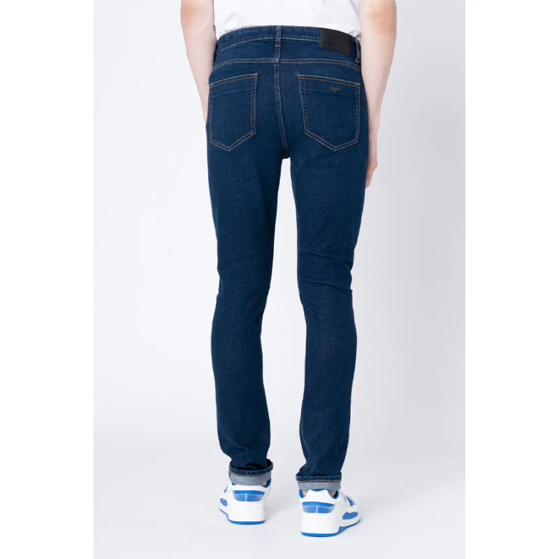Men's Tinted Dark Blue Solid Skinny Jeans - Image 3