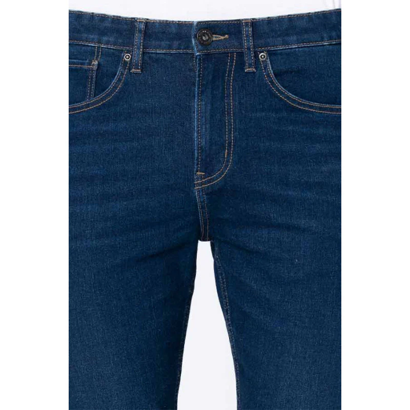 Men's Tinted Dark Blue Solid Skinny Jeans - Image 4