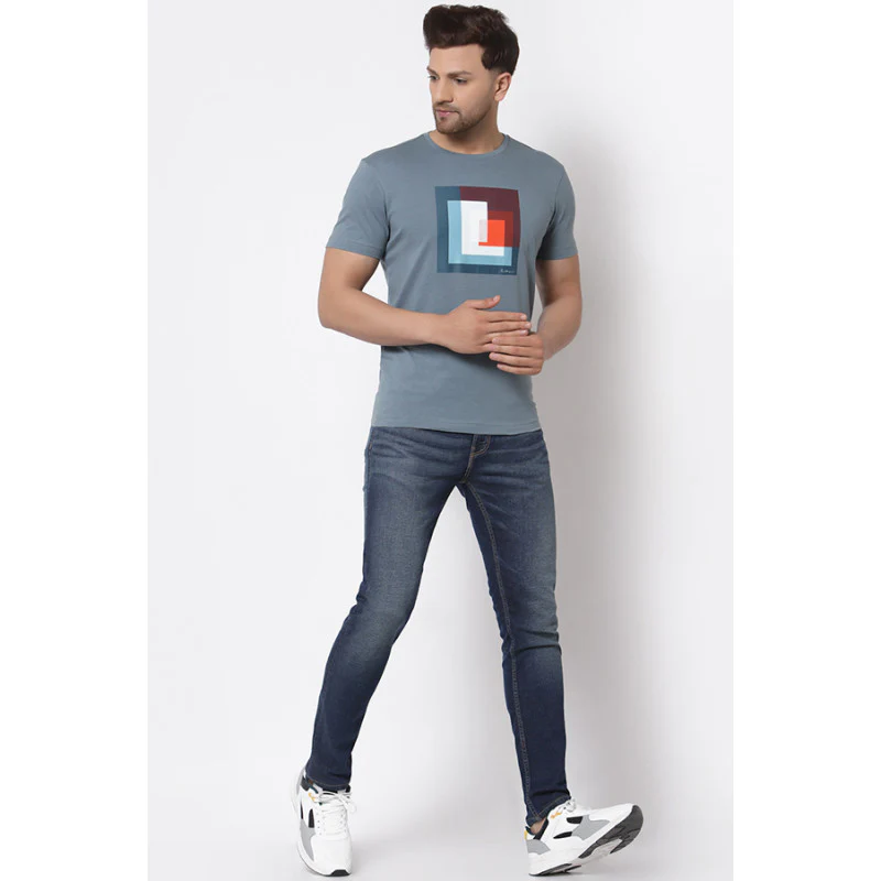 Men Turquoise Printed T-Shirt - Image 4