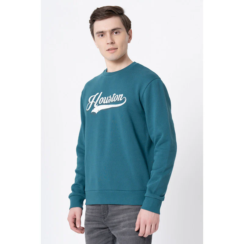 Men's Turquoise Graphic Print Sweatshirt - Image 2
