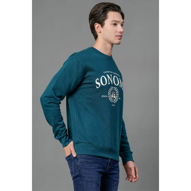 Men's Turquoise Graphic Print Sweatshirt - Image 2