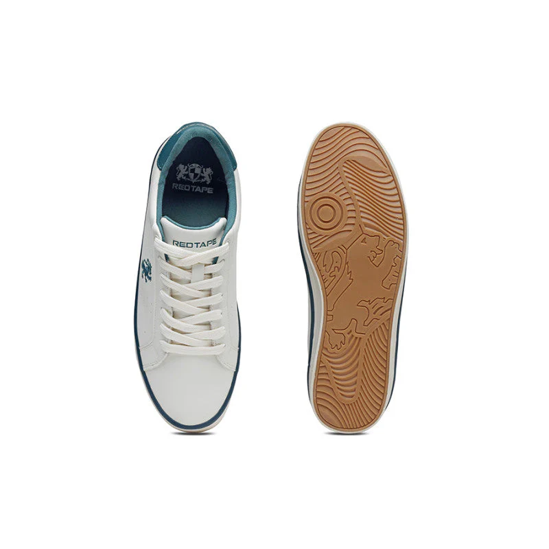 Men's White And Teal Sneakers - Image 6