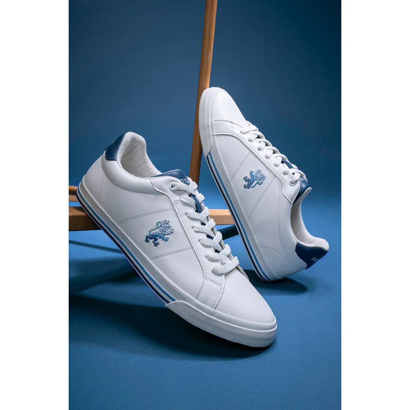 Men White & Blue Sneakers