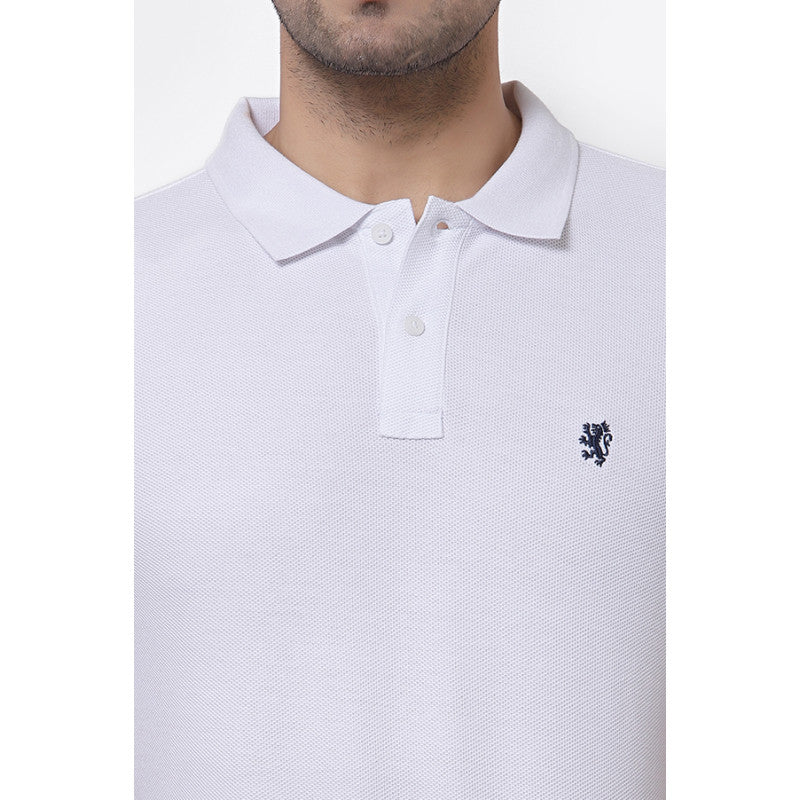 Men White CollaRed T-Shirt - Image 5