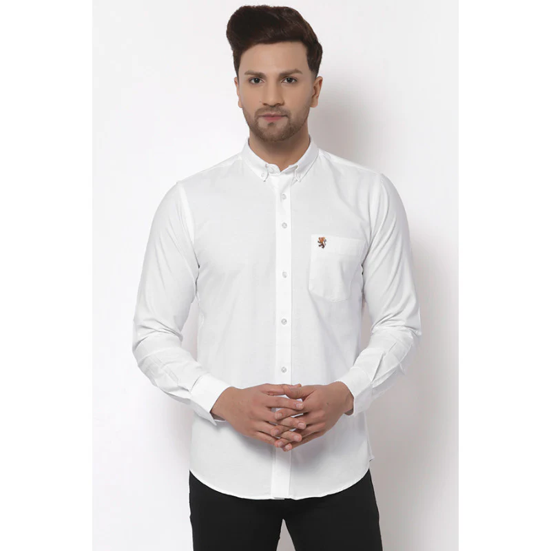 Men's White Full Sleeves Casual Shirt - Image 2