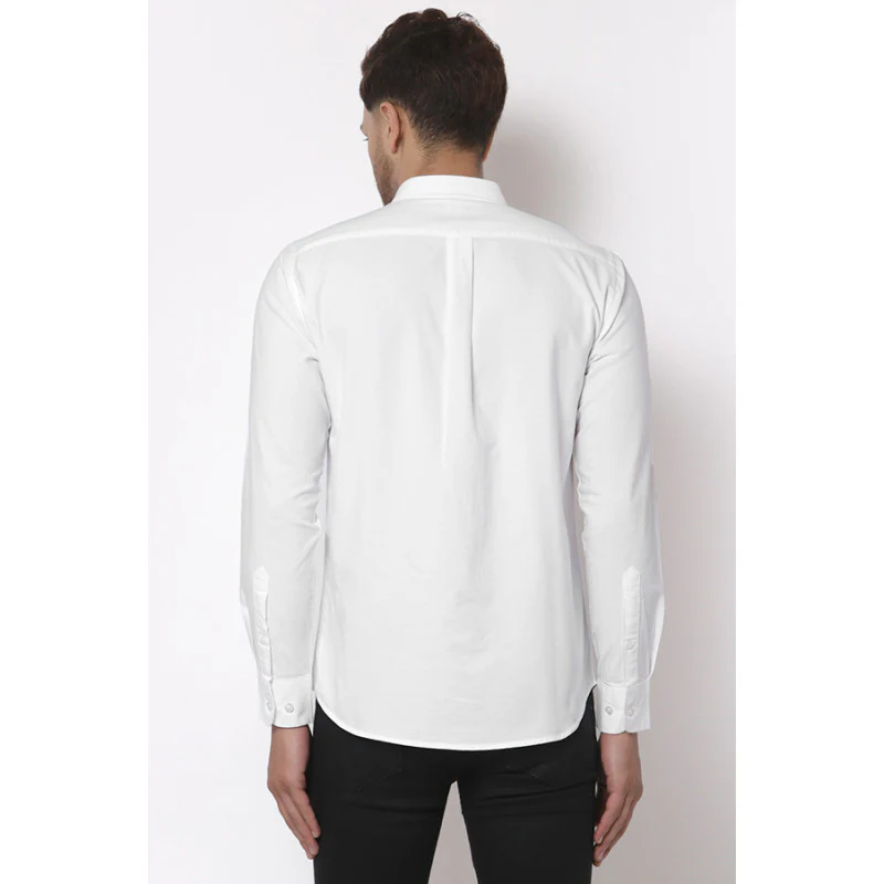 Men's White Full Sleeves Casual Shirt - Image 3