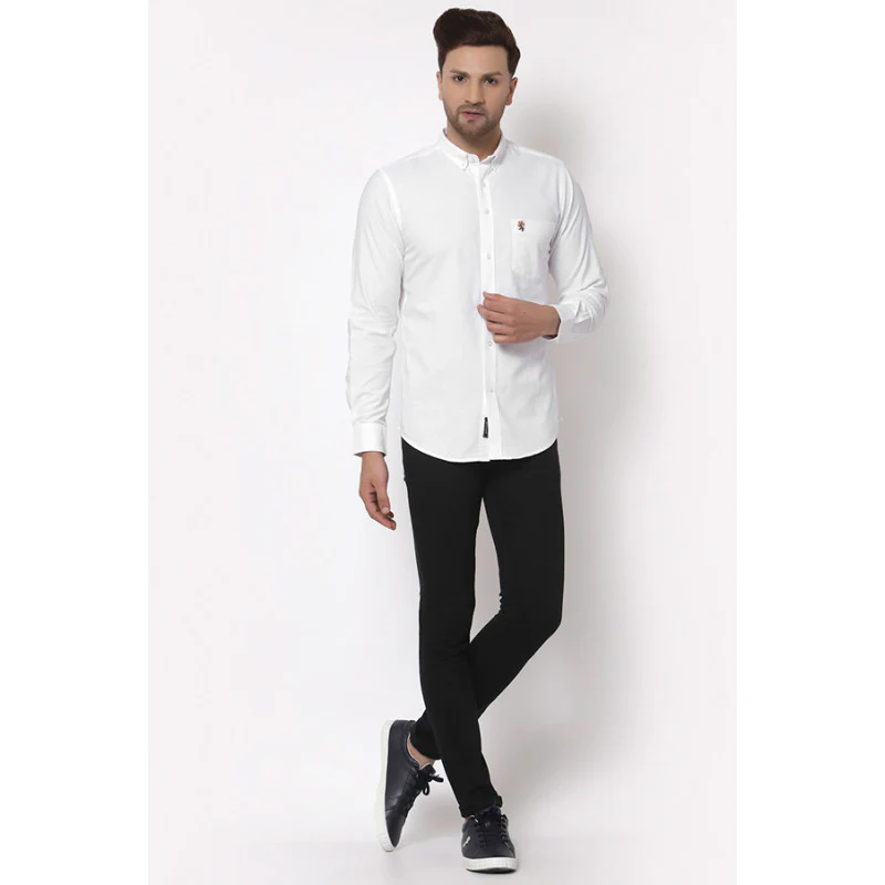 Men's White Full Sleeves Casual Shirt - Image 4