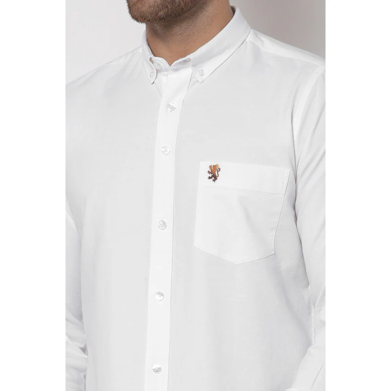 Men's White Full Sleeves Casual Shirt - Image 5