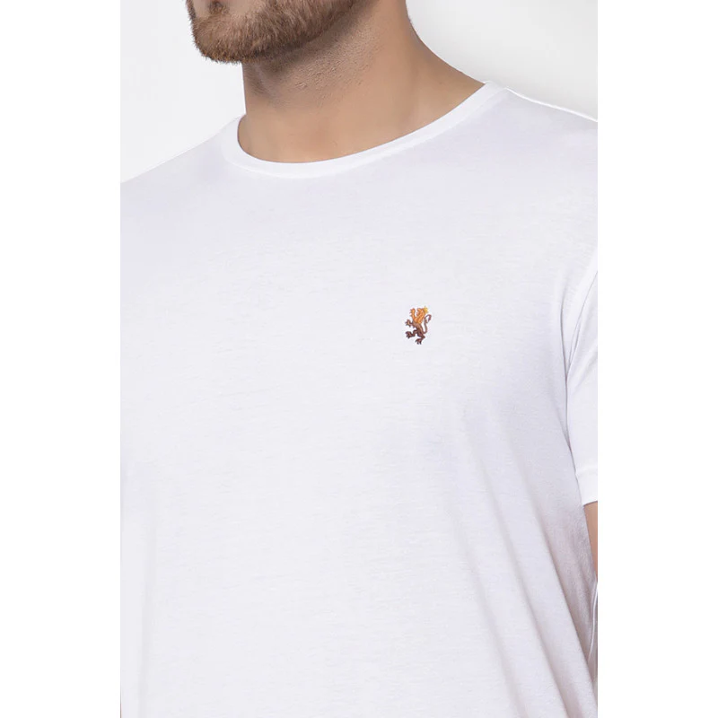 Men White Solid T-Shirt - Image 5
