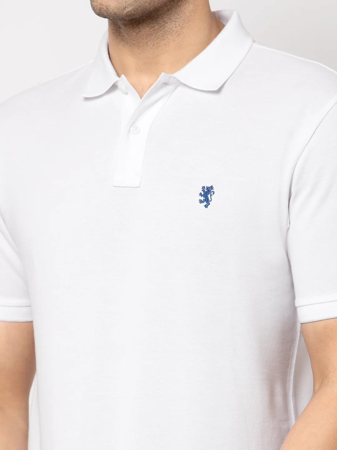 Men White Polo Neck T-Shirt - Image 4