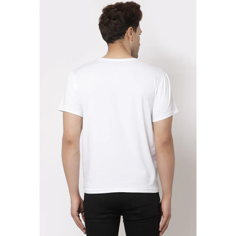 Men White Round Neck Activewear T-Shirt - Image 3