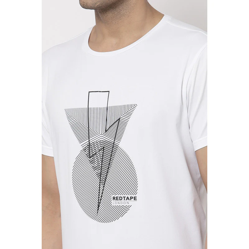 Men White Round Neck Activewear T-Shirt - Image 4