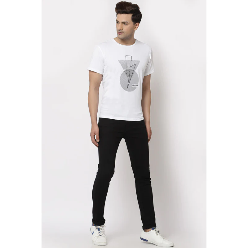 Men White Round Neck Activewear T-Shirt - Image 5