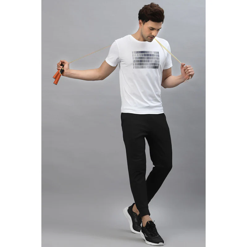 Men White Round Neck Activewear T-Shirt - Image 5