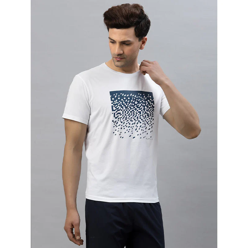 Men White Round Neck Activewear T-Shirt - Image 2