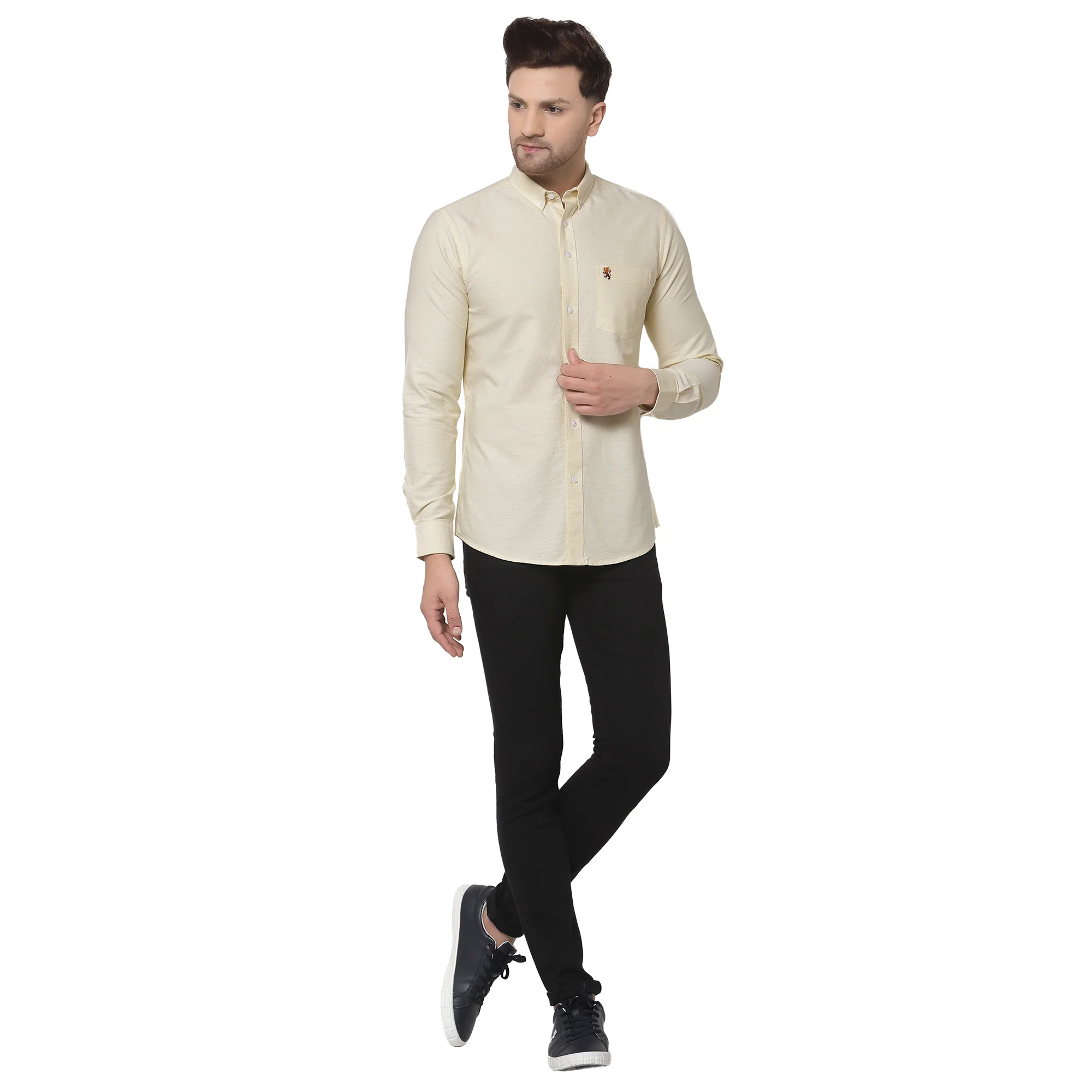 Men's Yellow Full Sleeves Casual Shirt - Image 4