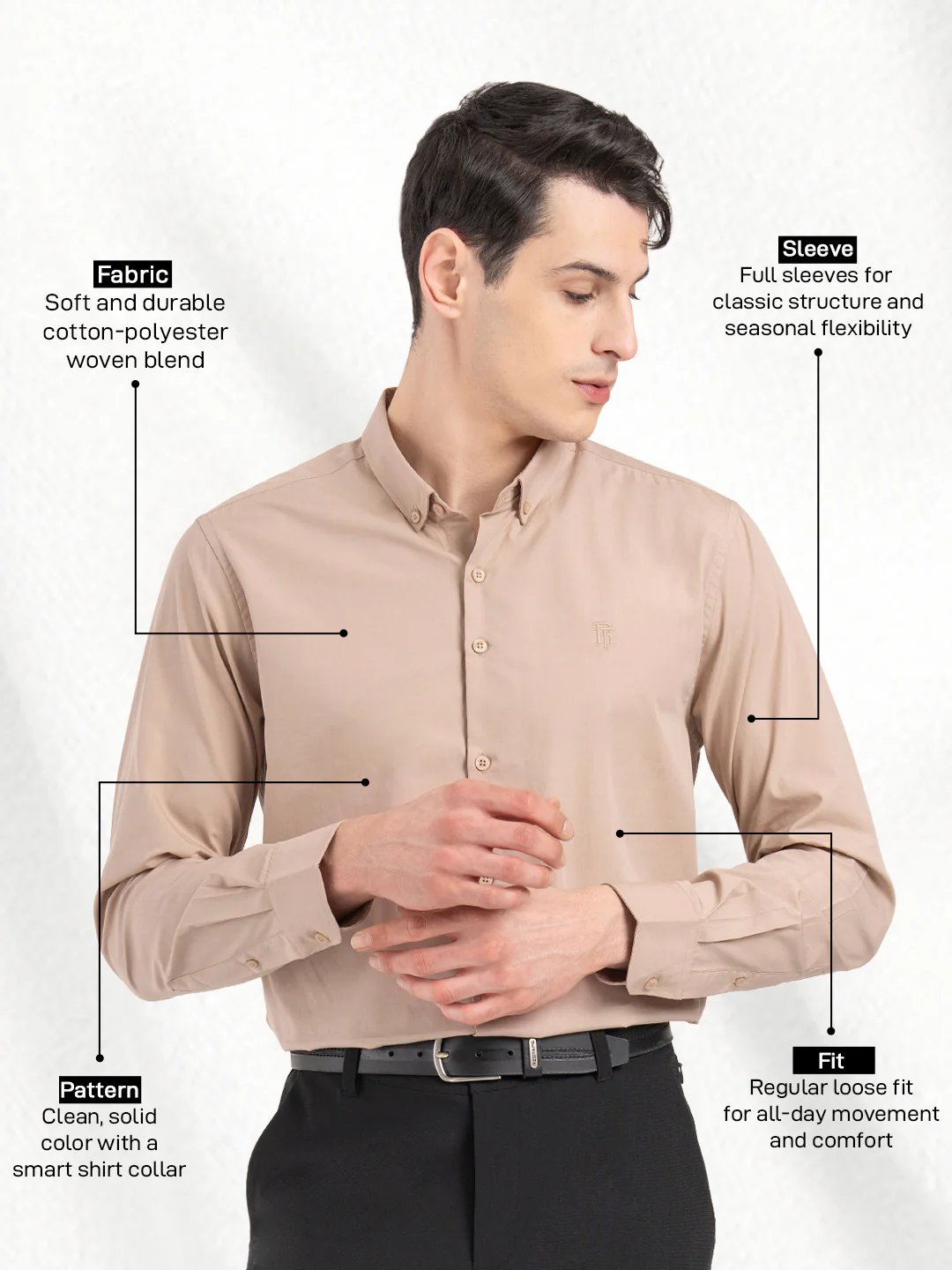 Mens Full Sleeve Solid Shirt - Image 2
