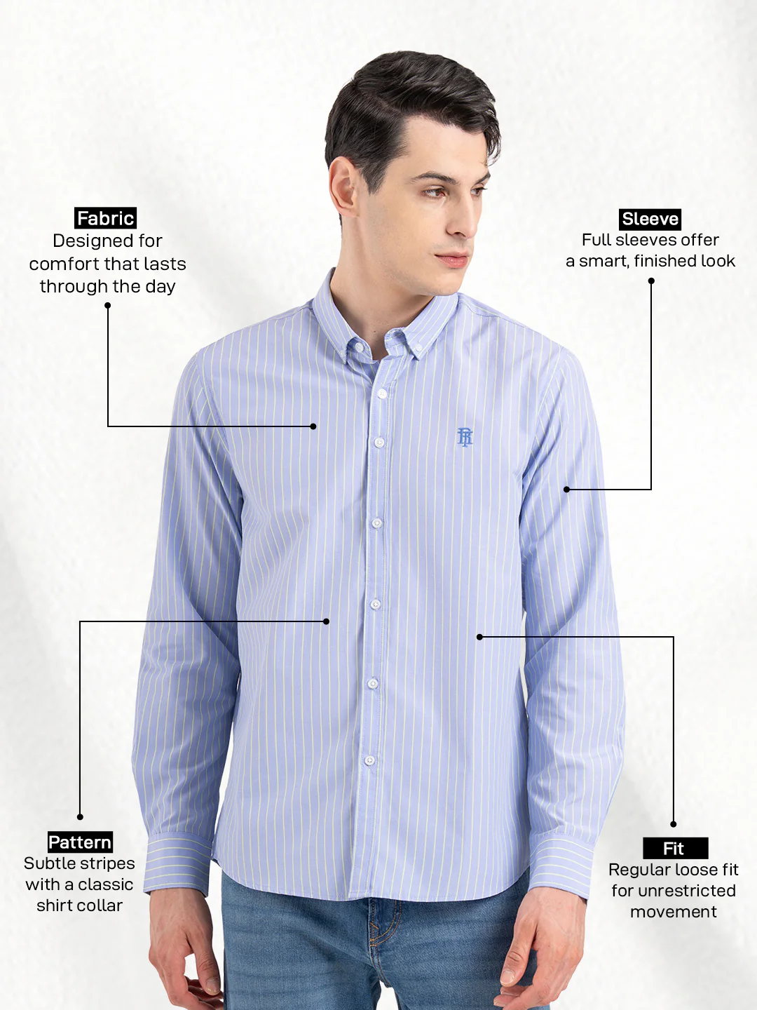 Mens Full Sleeve Striped Shirt - Image 2