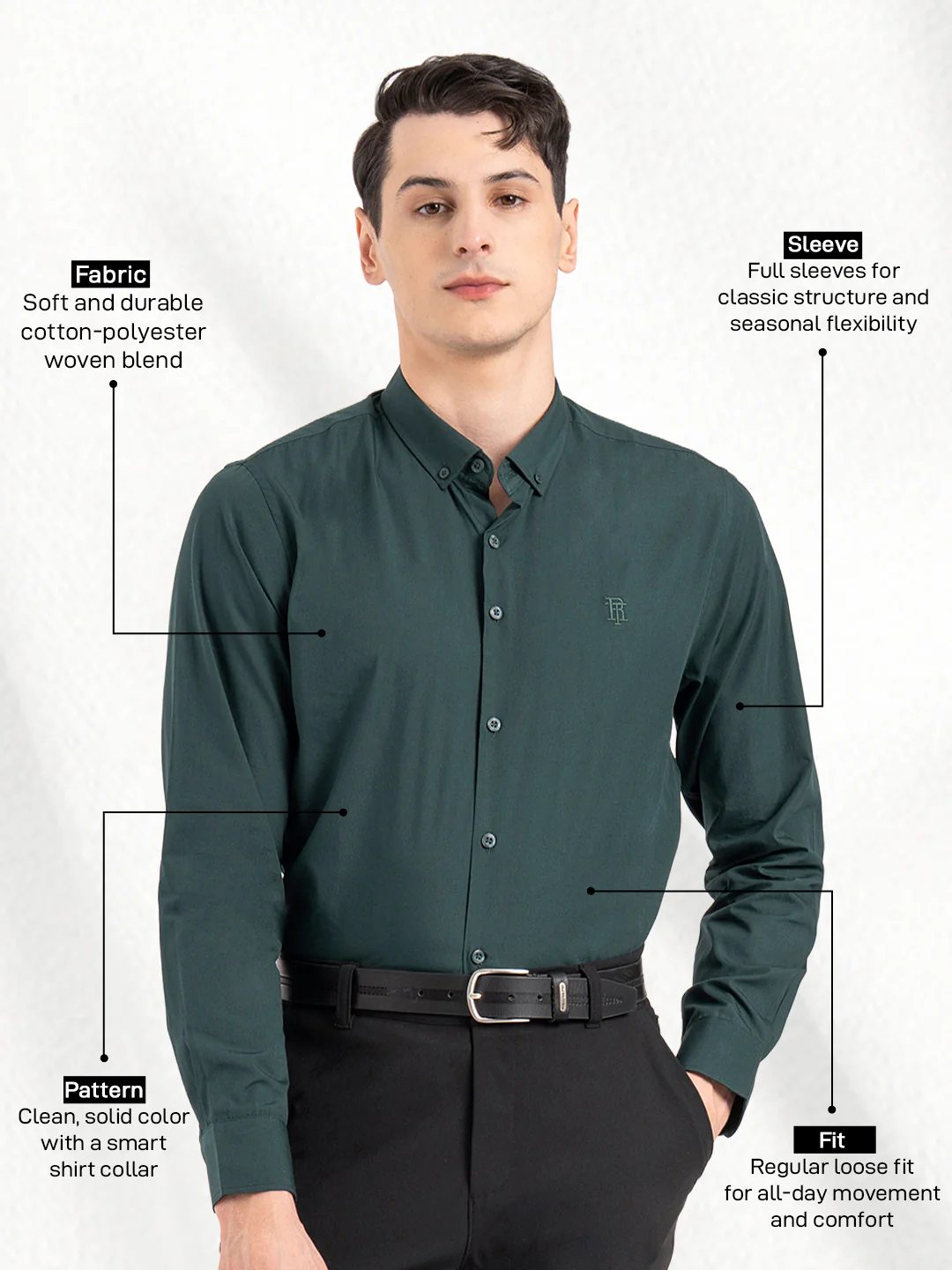 Mens Full Sleeve Solid Shirt - Image 2