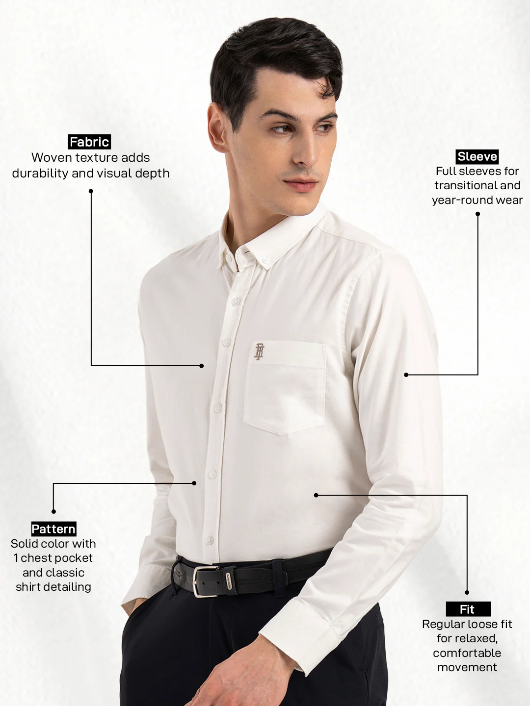 Mens Solid Oxford Shirt - Image 2