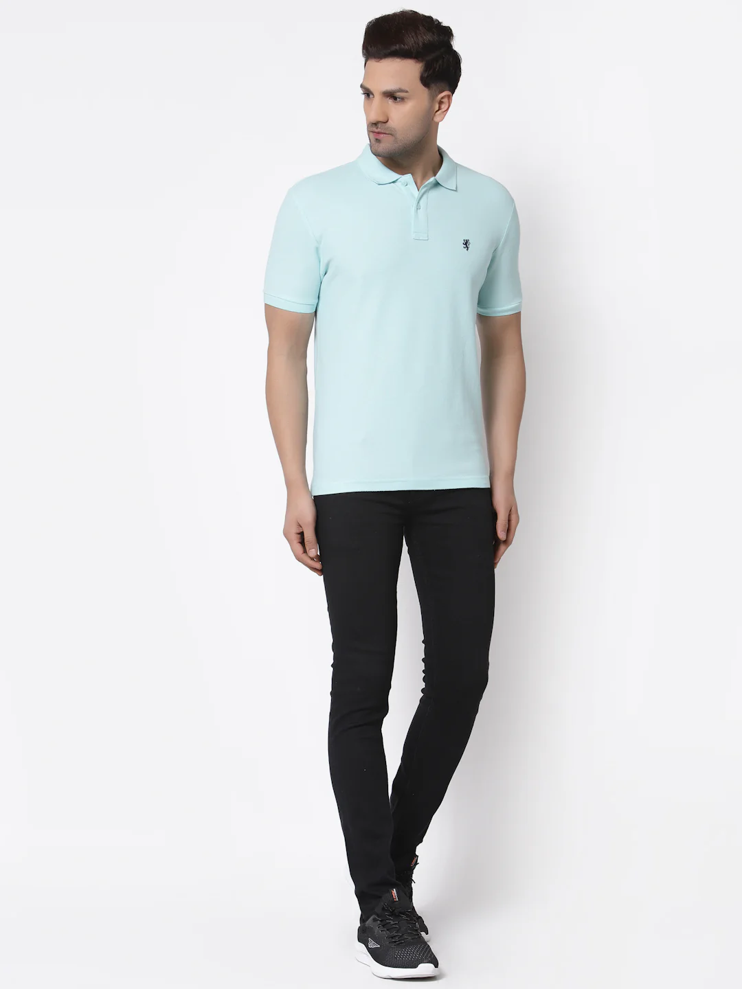 Mint Blue Solid Pure Cotton Men's T-Shirt - Image 5