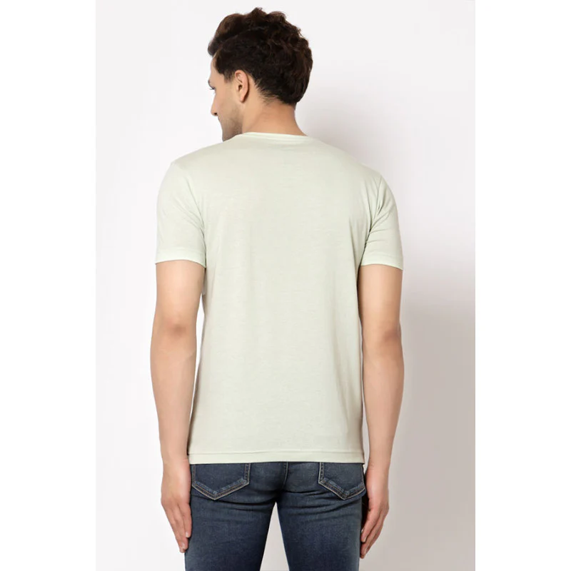 Mint Green Graphic Print Pure Cotton Men's T-Shirt - Image 3