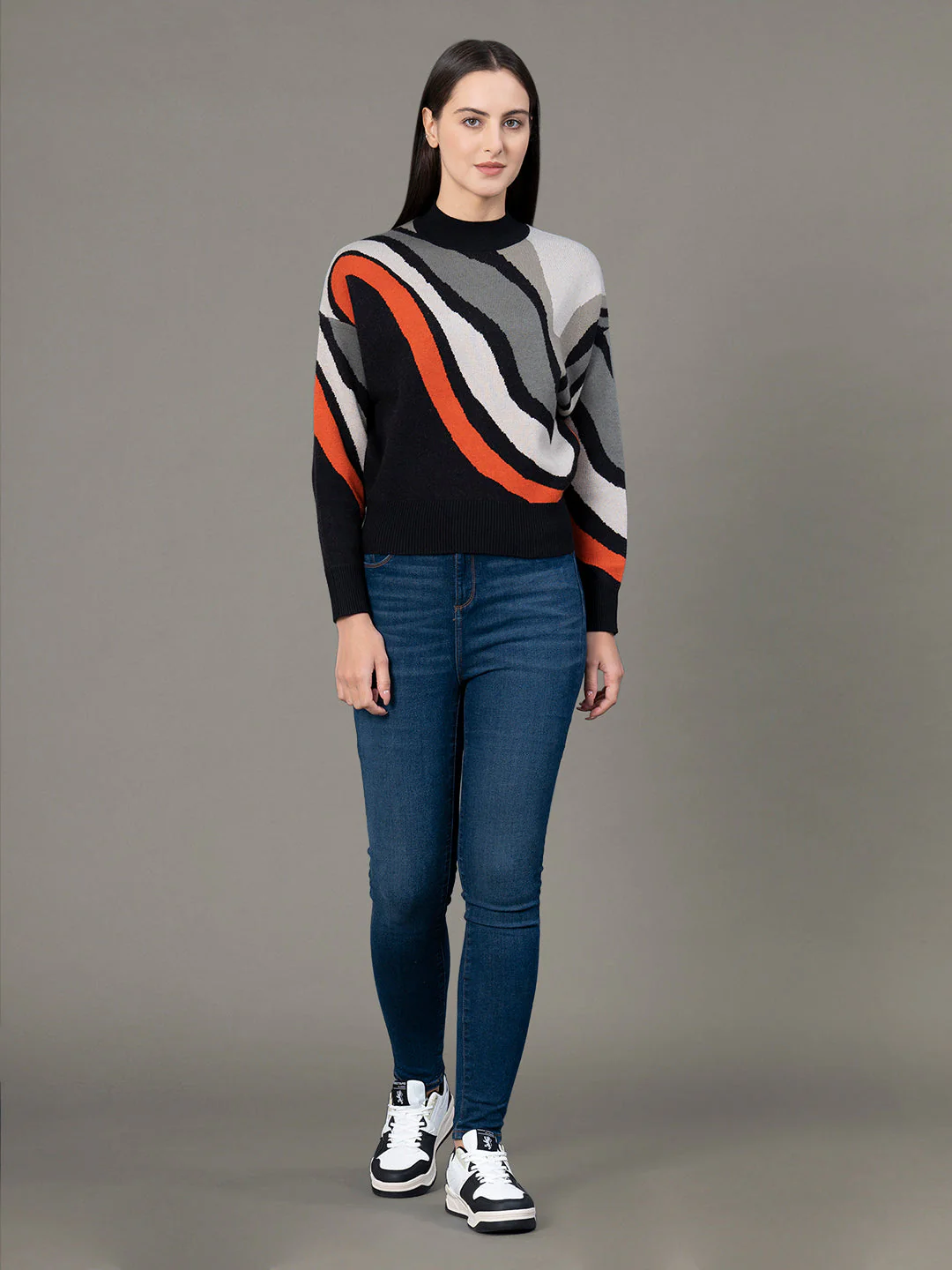 Mock Neck Drop Shoulder Sweater for Women - Image 5