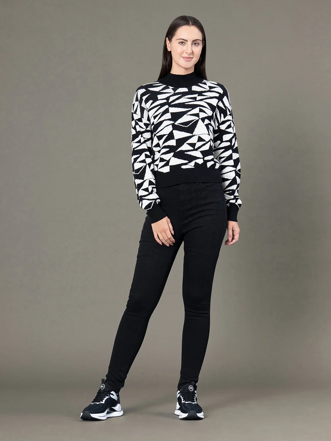 Mock Neck Drop Shoulder Sweater for Women - Image 5