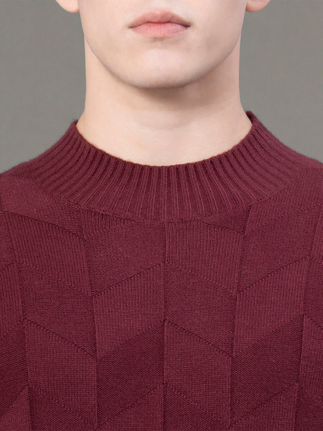 Mock Neck Pattern Sweater for Men - Image 4