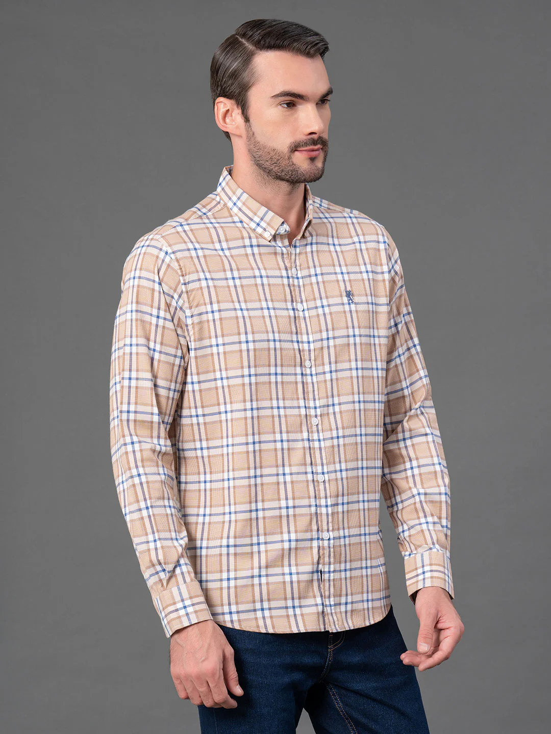 Mustard Checked Shirt for Men - Image 2
