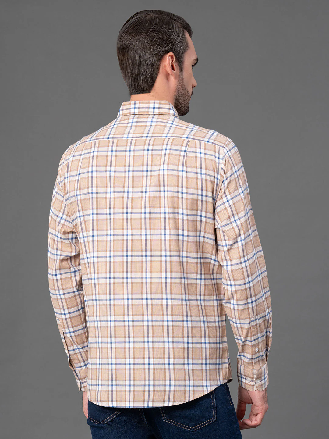 Mustard Checked Shirt for Men - Image 3