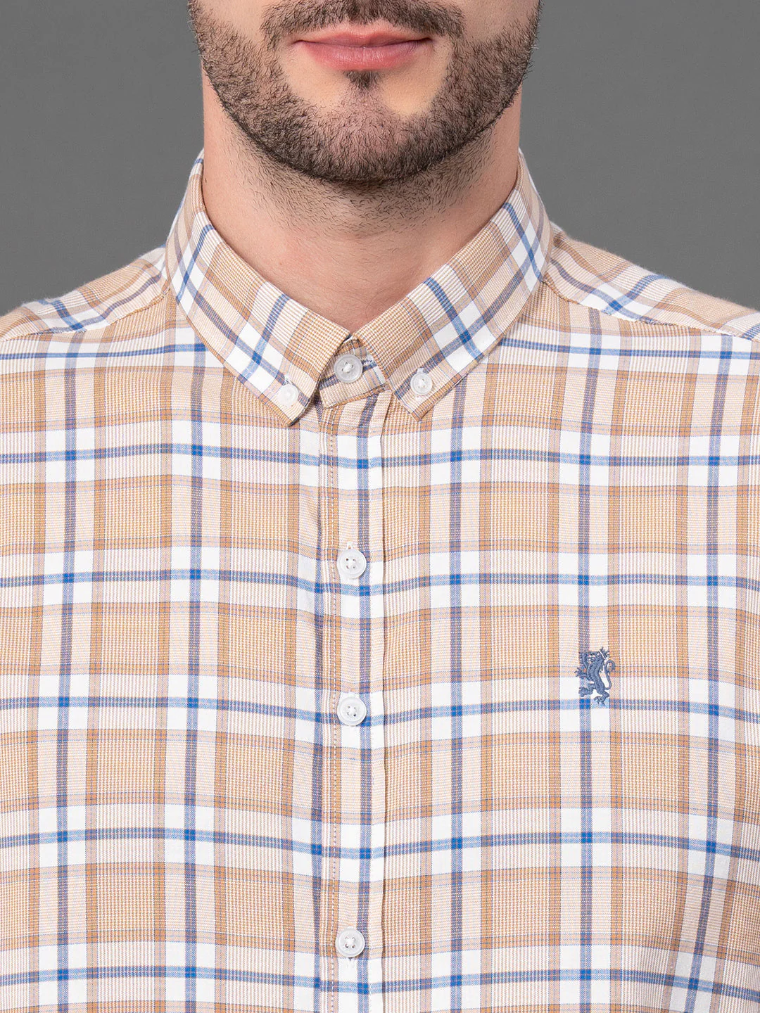 Mustard Checked Shirt for Men - Image 4