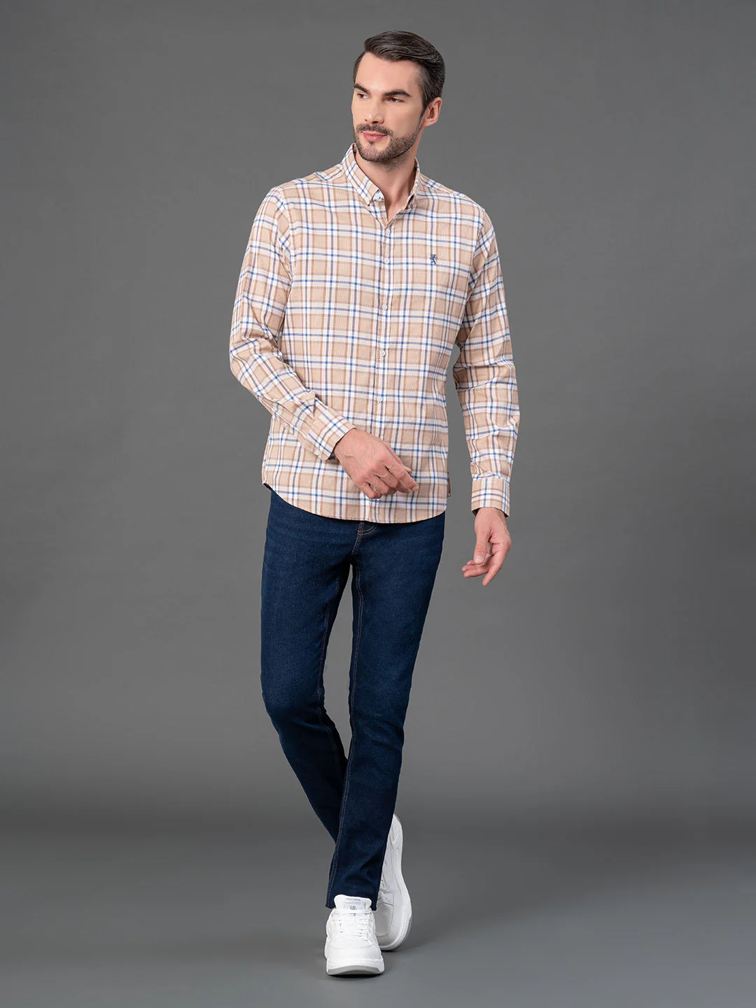Mustard Checked Shirt for Men - Image 5