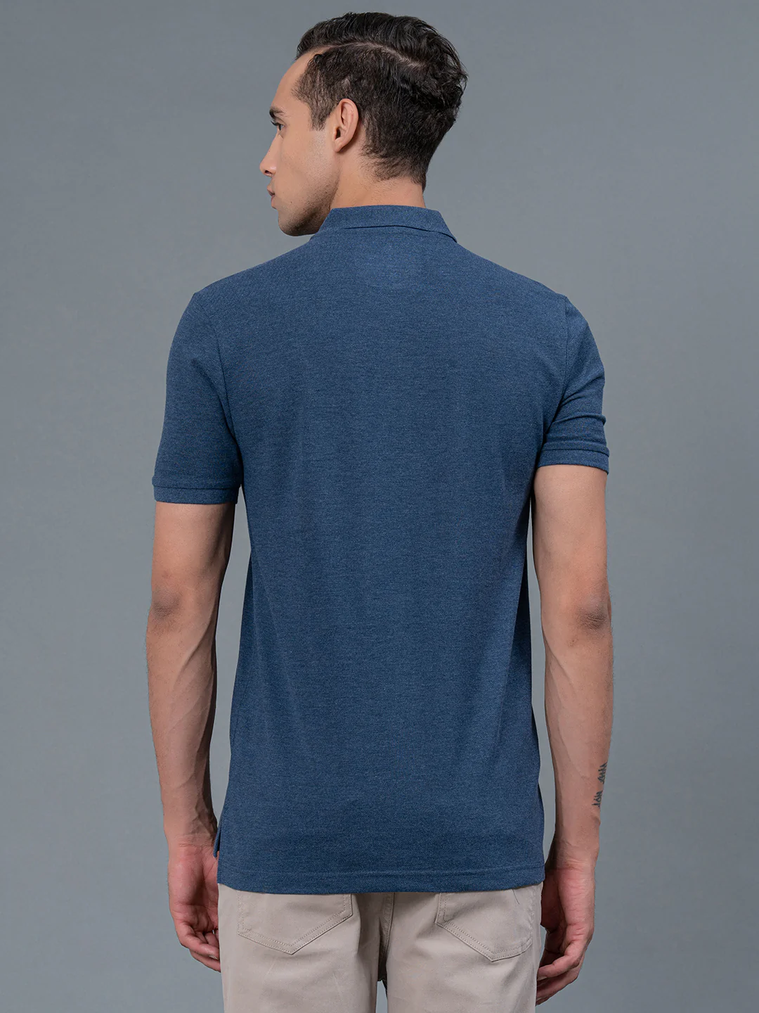 Navy Blue Men's Polo T-Shirt - Image 3