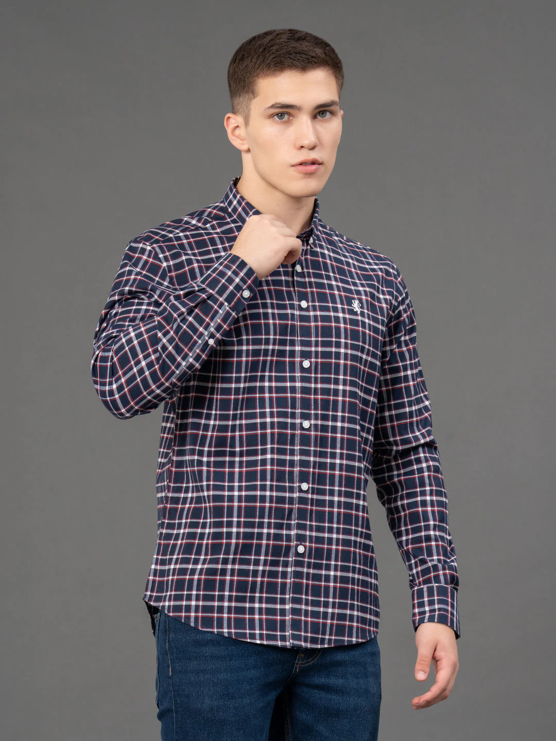 Navy Checked Shirt for Men - Image 2