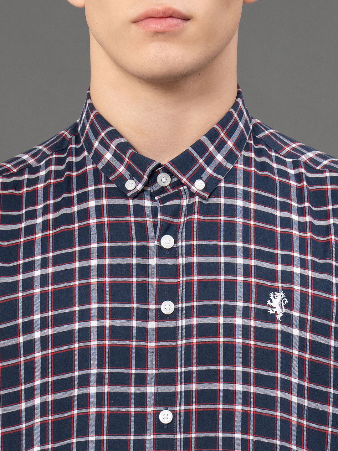 Navy Checked Shirt for Men - Image 4
