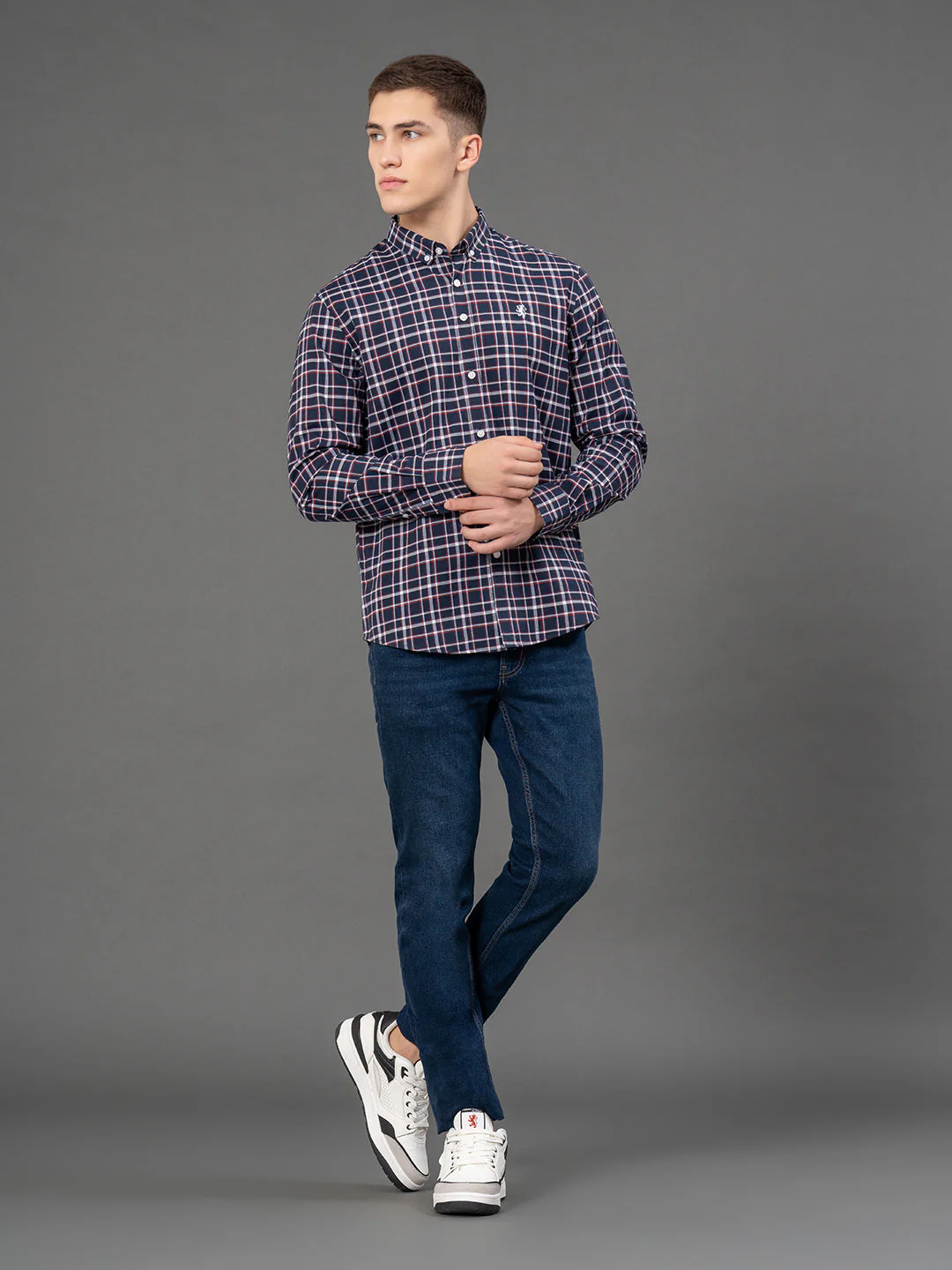 Navy Checked Shirt for Men - Image 5