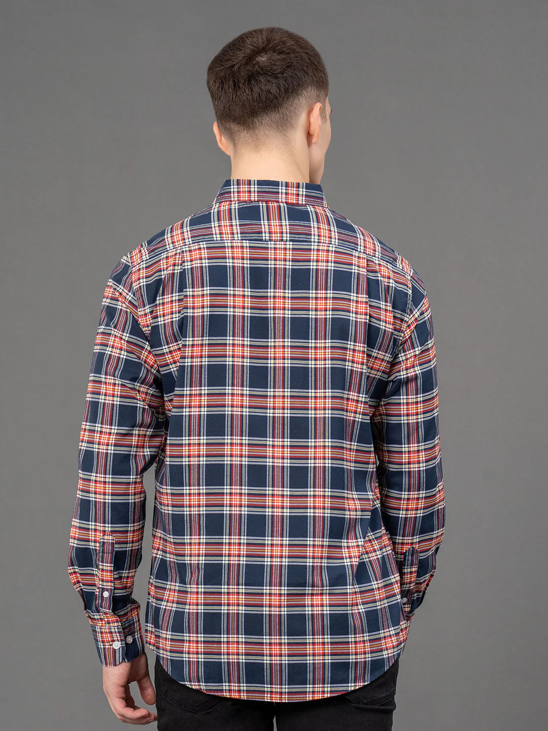 Navy Checked Shirt for Men - Image 3