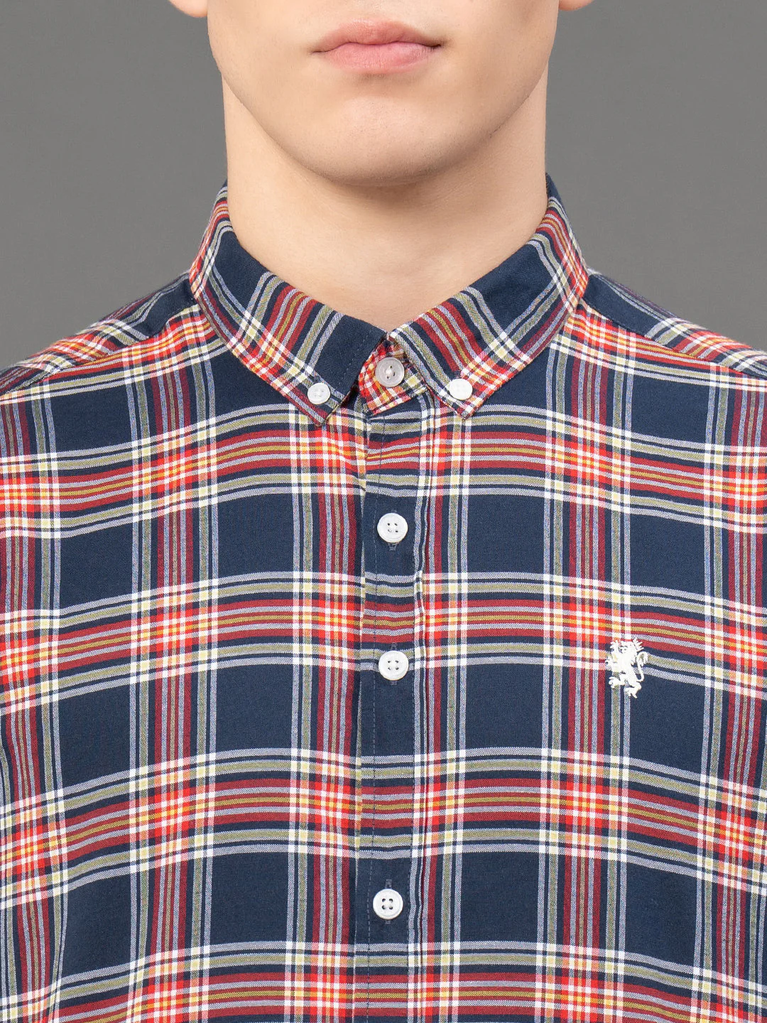 Navy Checked Shirt for Men - Image 4