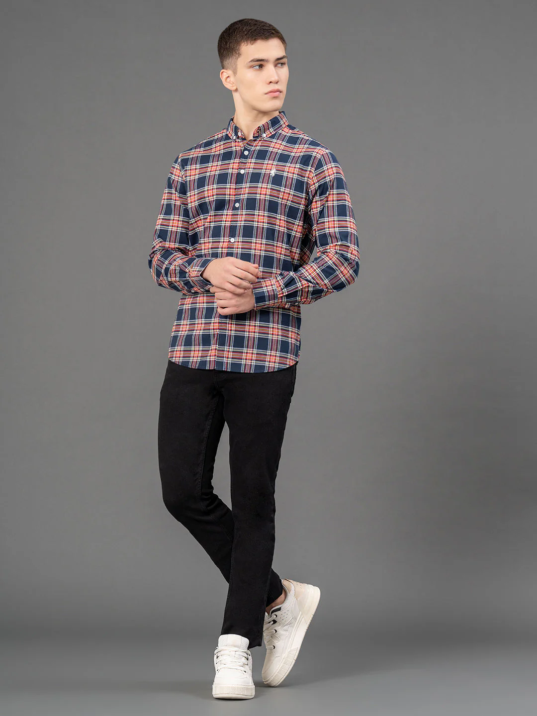 Navy Checked Shirt for Men - Image 5