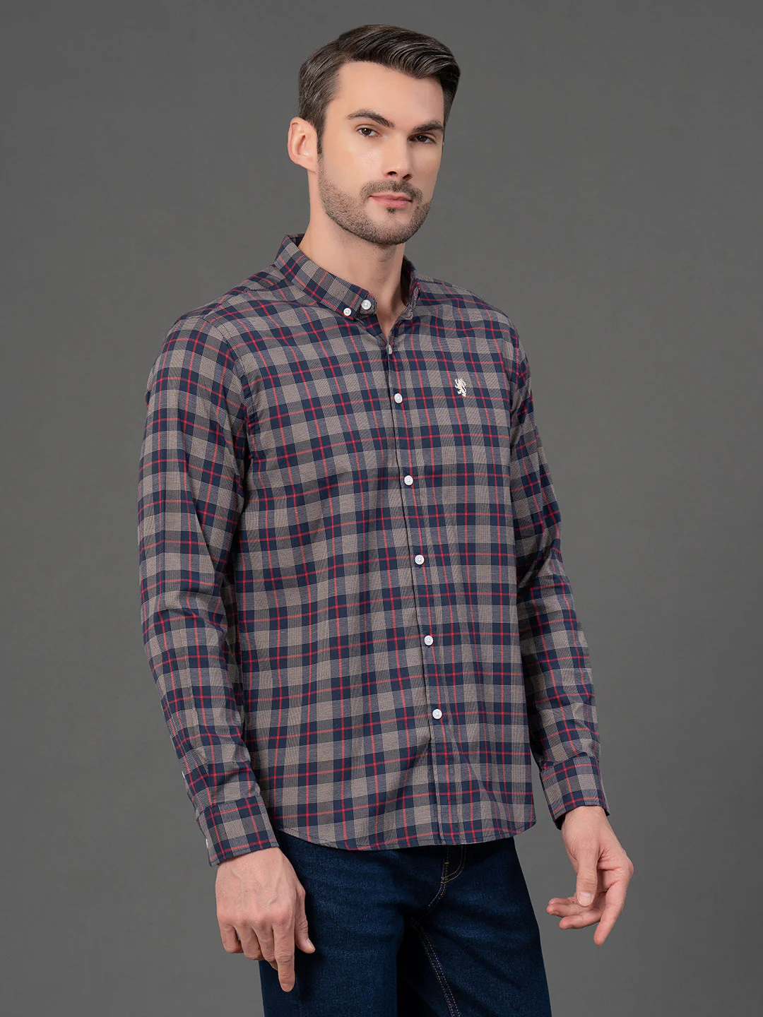 Navy Checked Shirt for Men - Image 2
