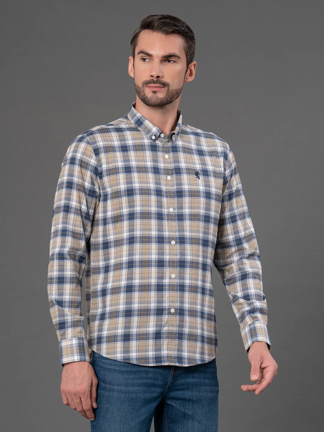Navy Checked Shirt for Men - Image 2