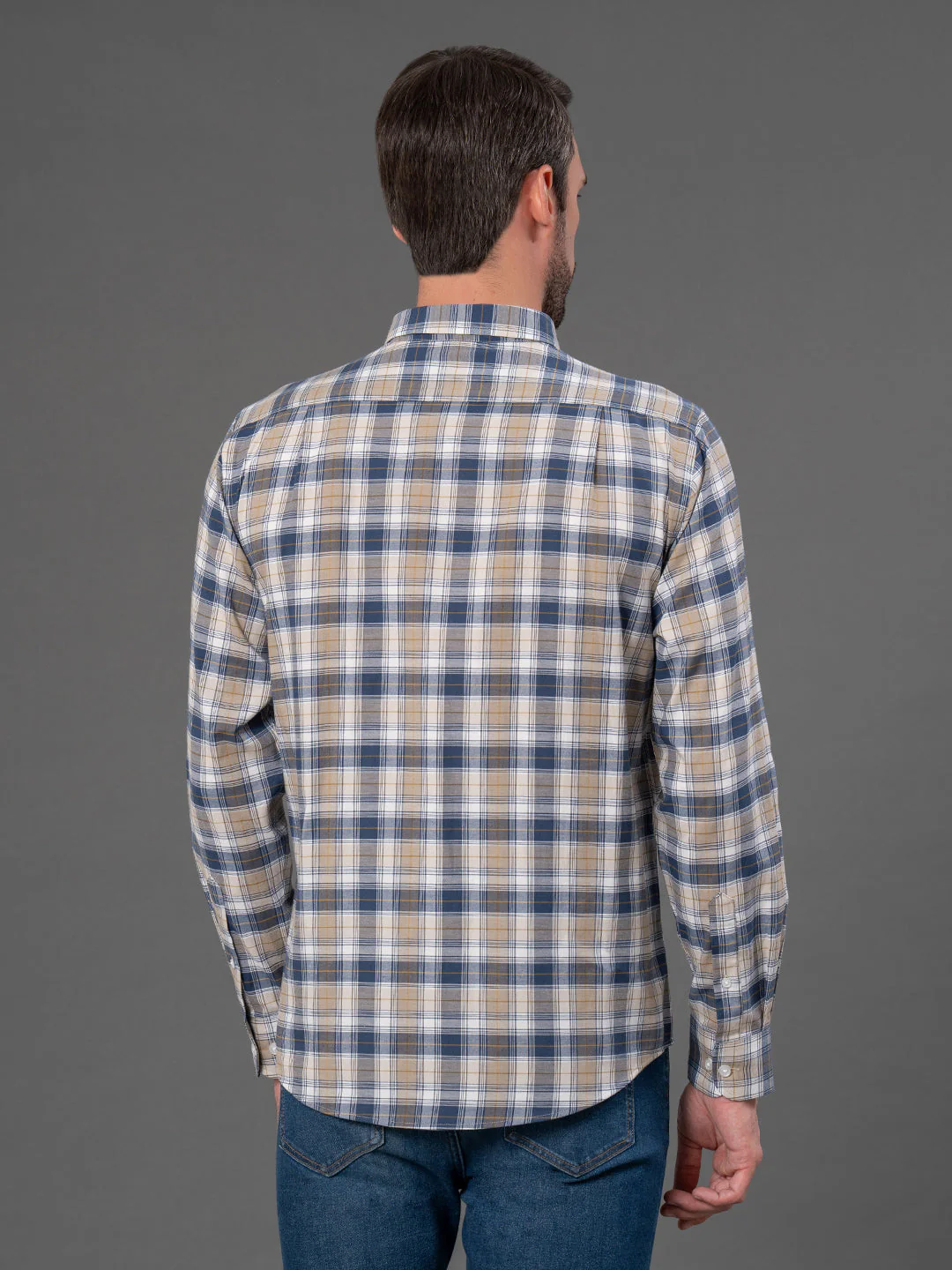 Navy Checked Shirt for Men - Image 3